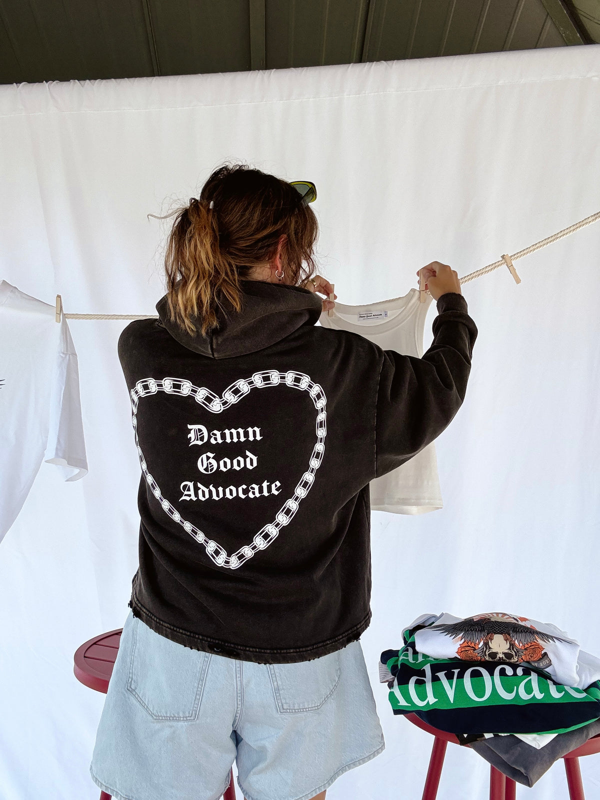 (PREORDER) Damn Good Advocate™ Vintage Washed Frayed Hem Hoodie
