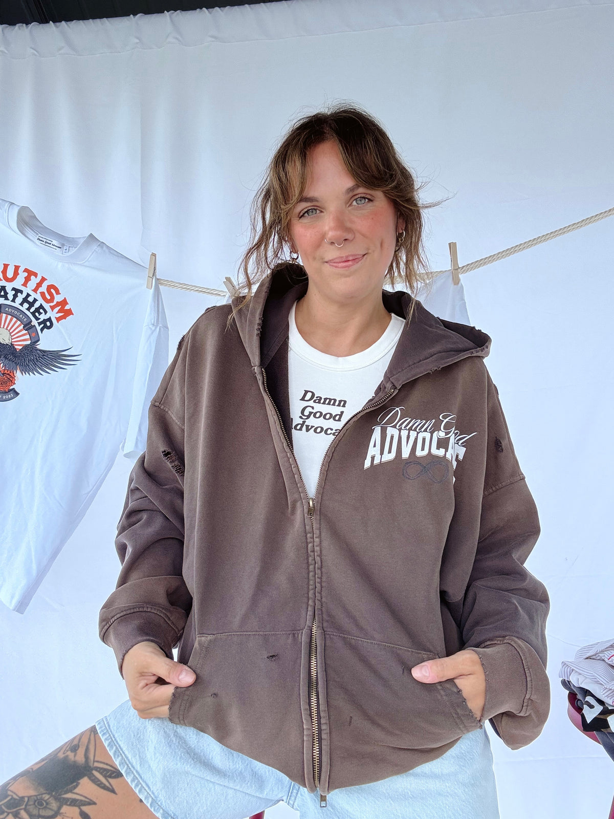 (PREORDER) Damn Good Advocate™ Hand Frayed Zip Hoodie