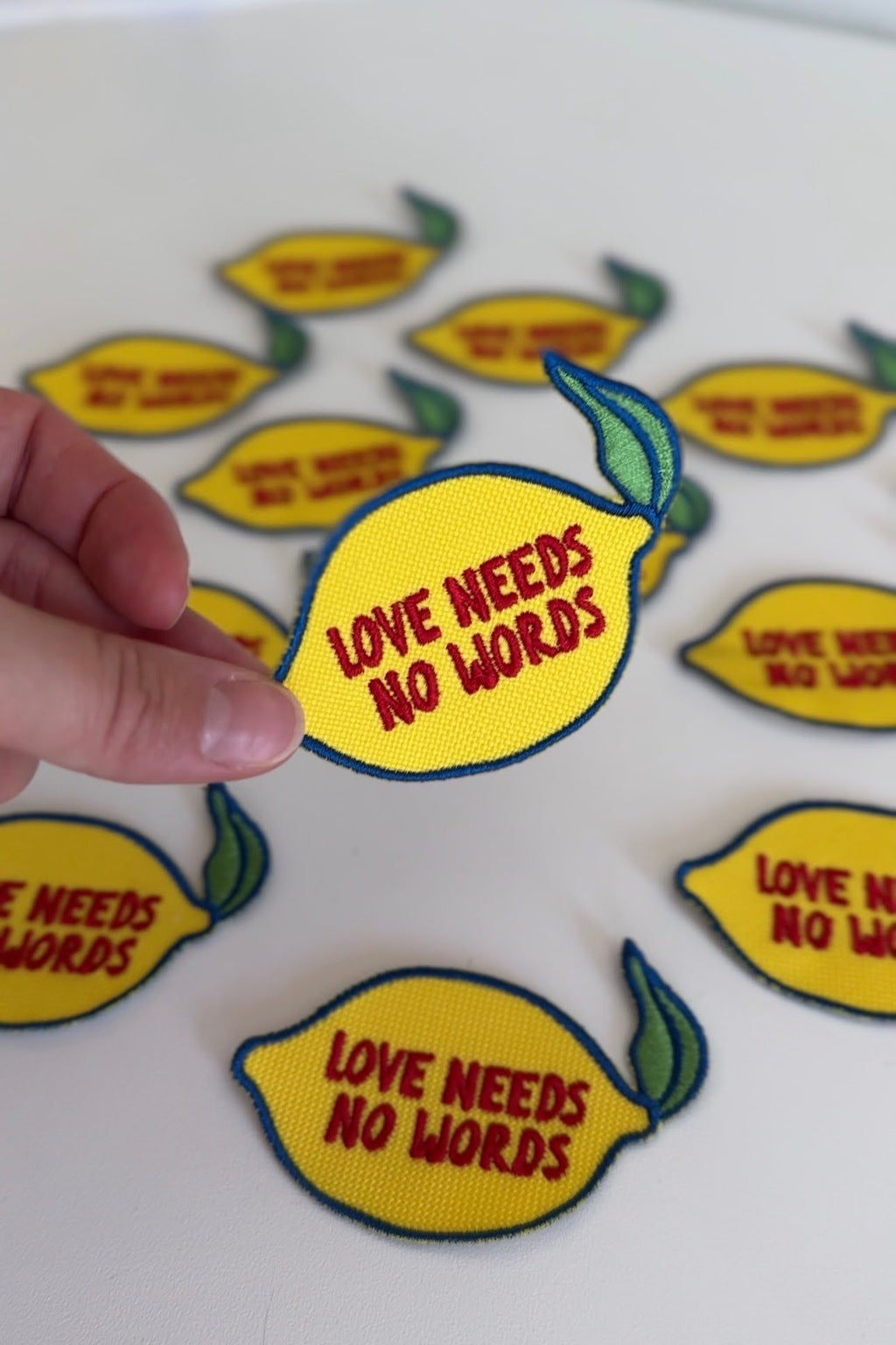 Love Needs No Words Lemon Iron-On Patch