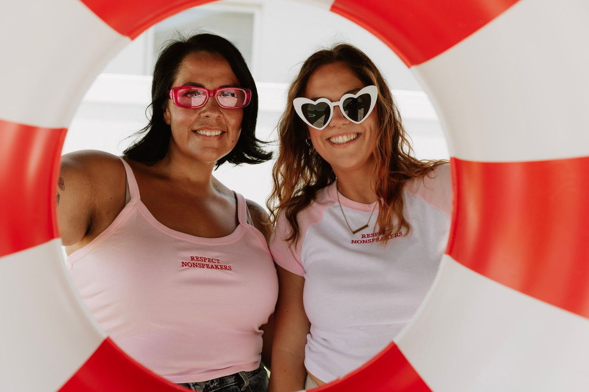 Respect Nonspeakers Embroidered Micro-Rib Tank - Pink or White