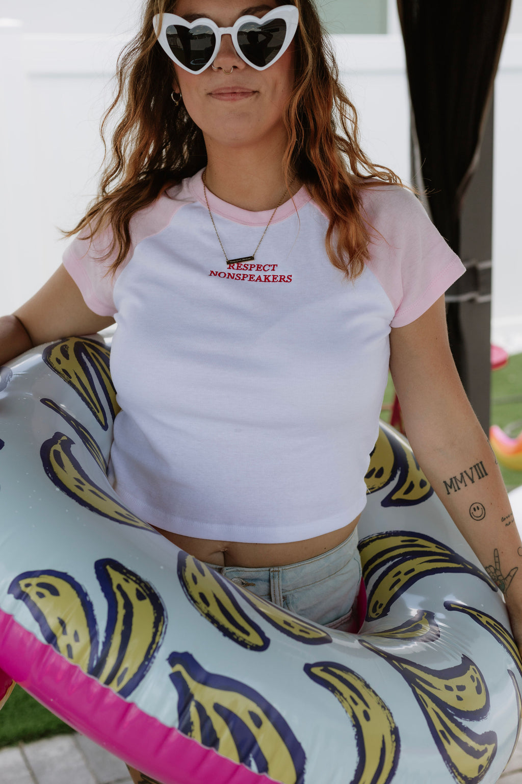 Women’s Respect Nonspeakers Embroidered Baby Tee