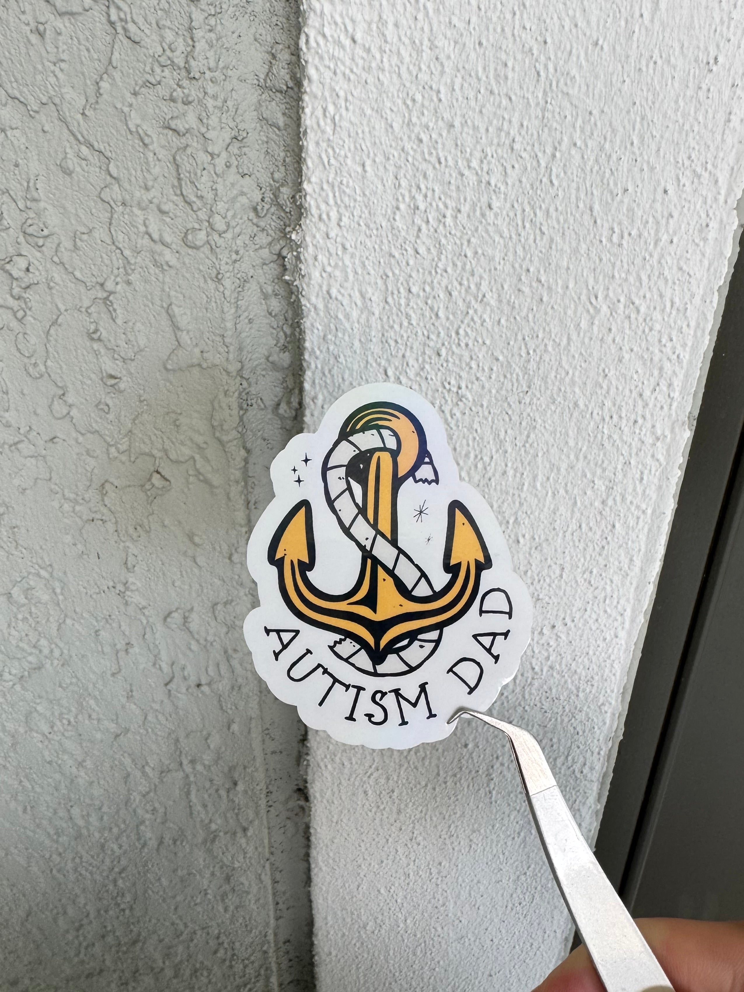 Autism Dad Anchor Holographic Sticker