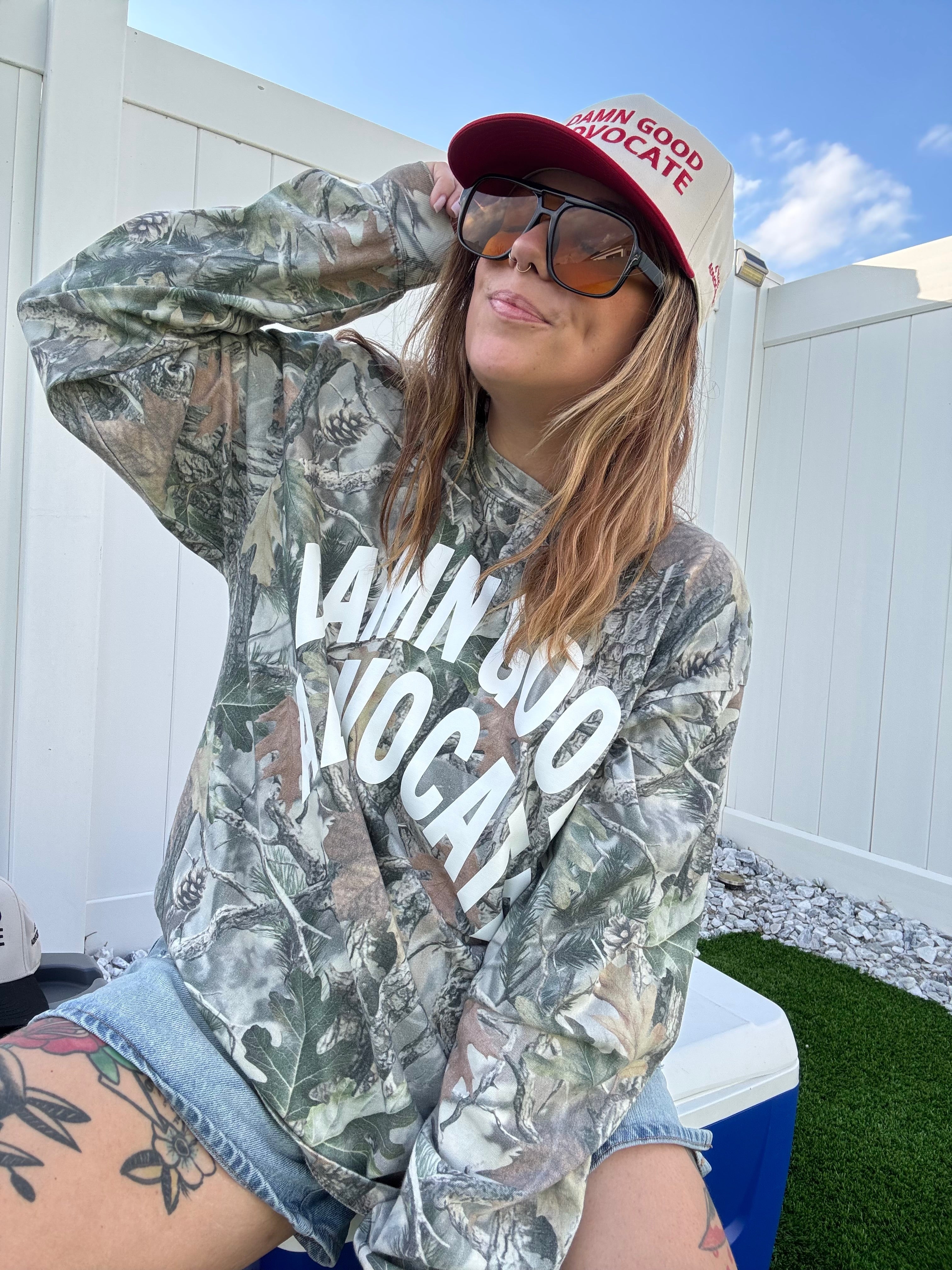 Damn Good Advocate™ Vintage Camo LS Puff T-Shirt