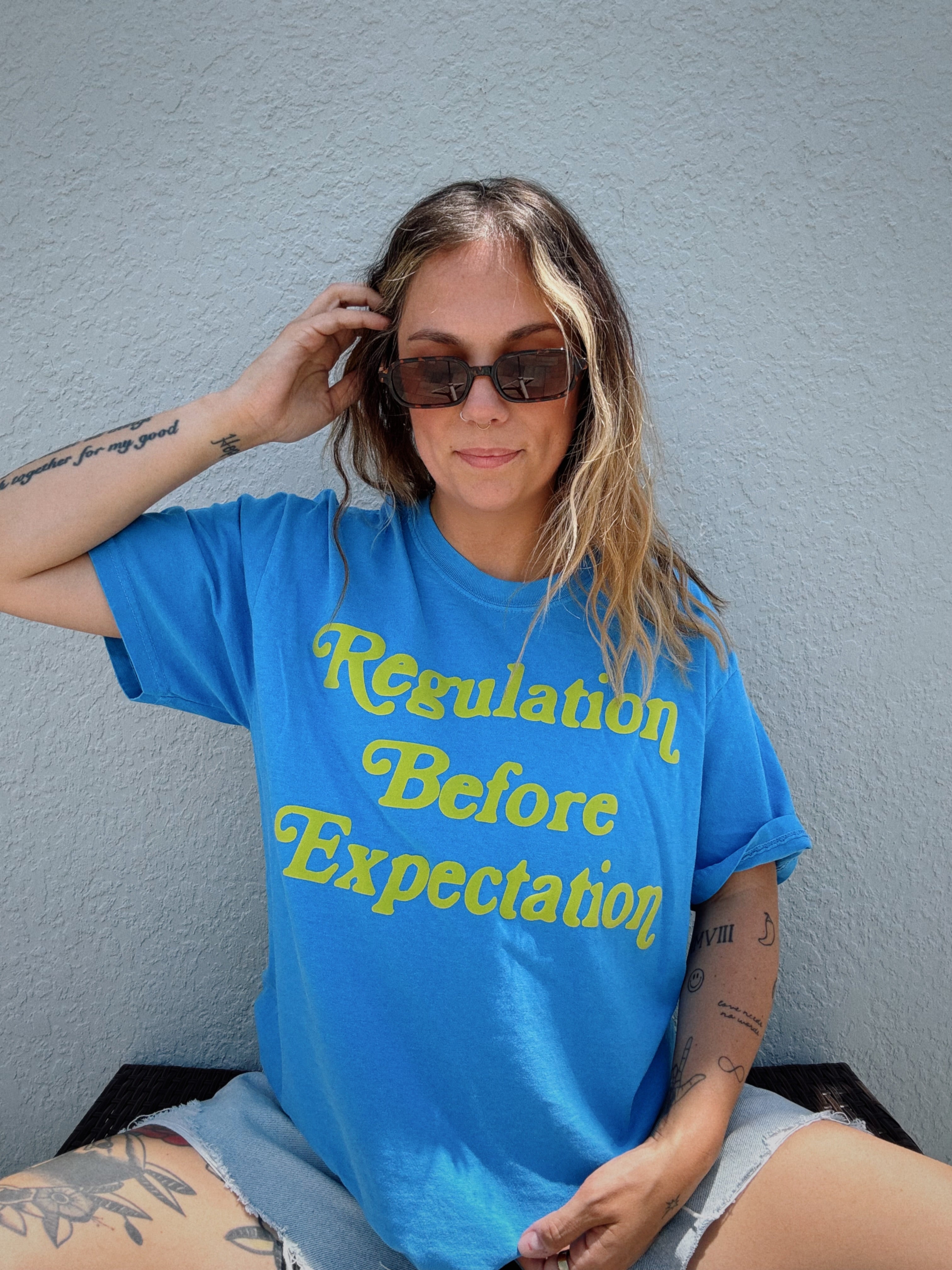 Unisex "Regulation Before Expectation" Puff Print T-Shirt
