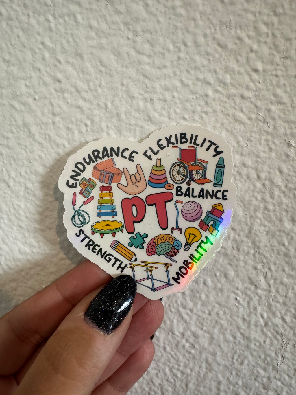 Imperfect "PT Heart Holographic Sticker"