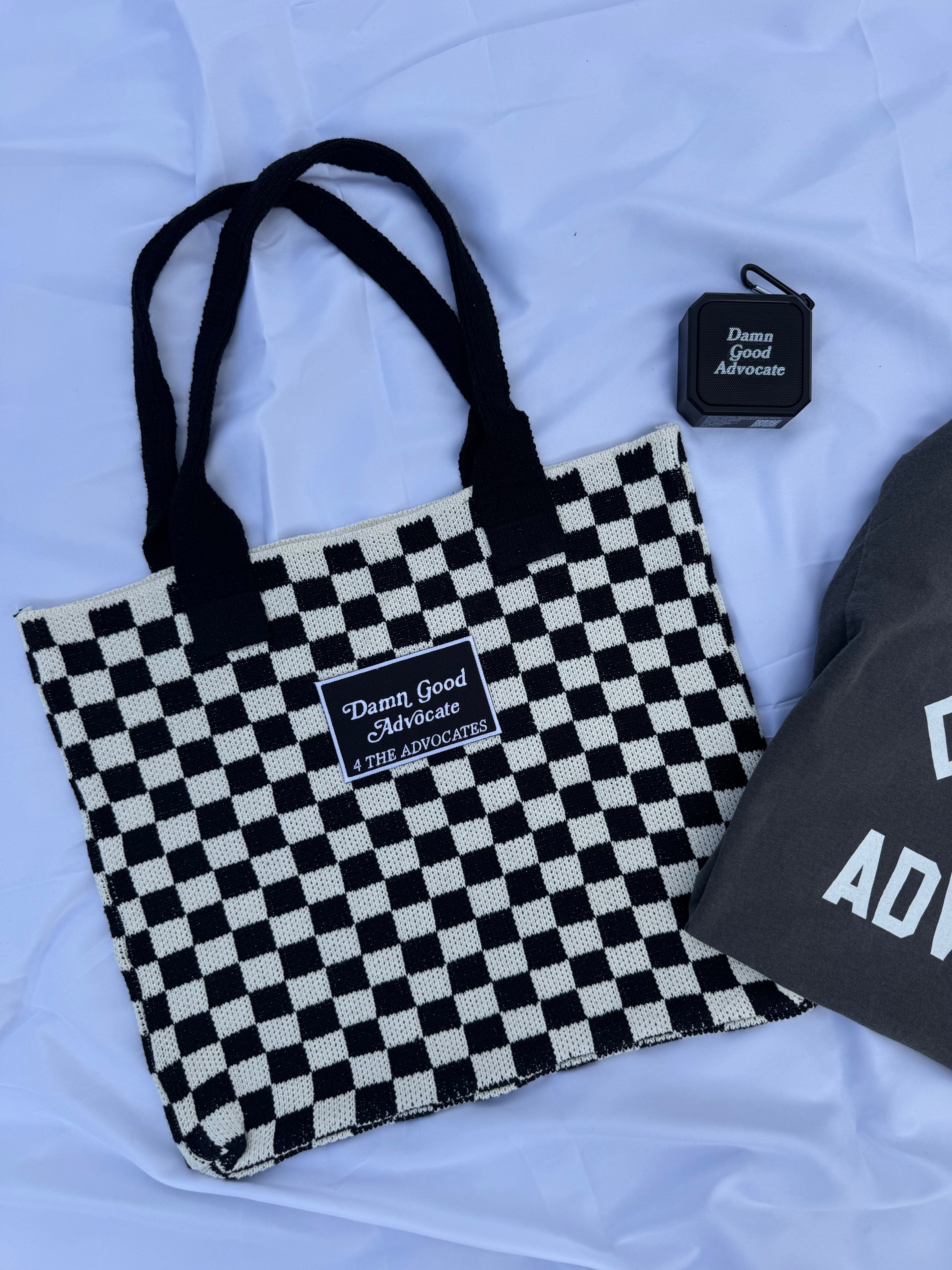 Damn Good Advocate™ Check Crochet Tote Bag