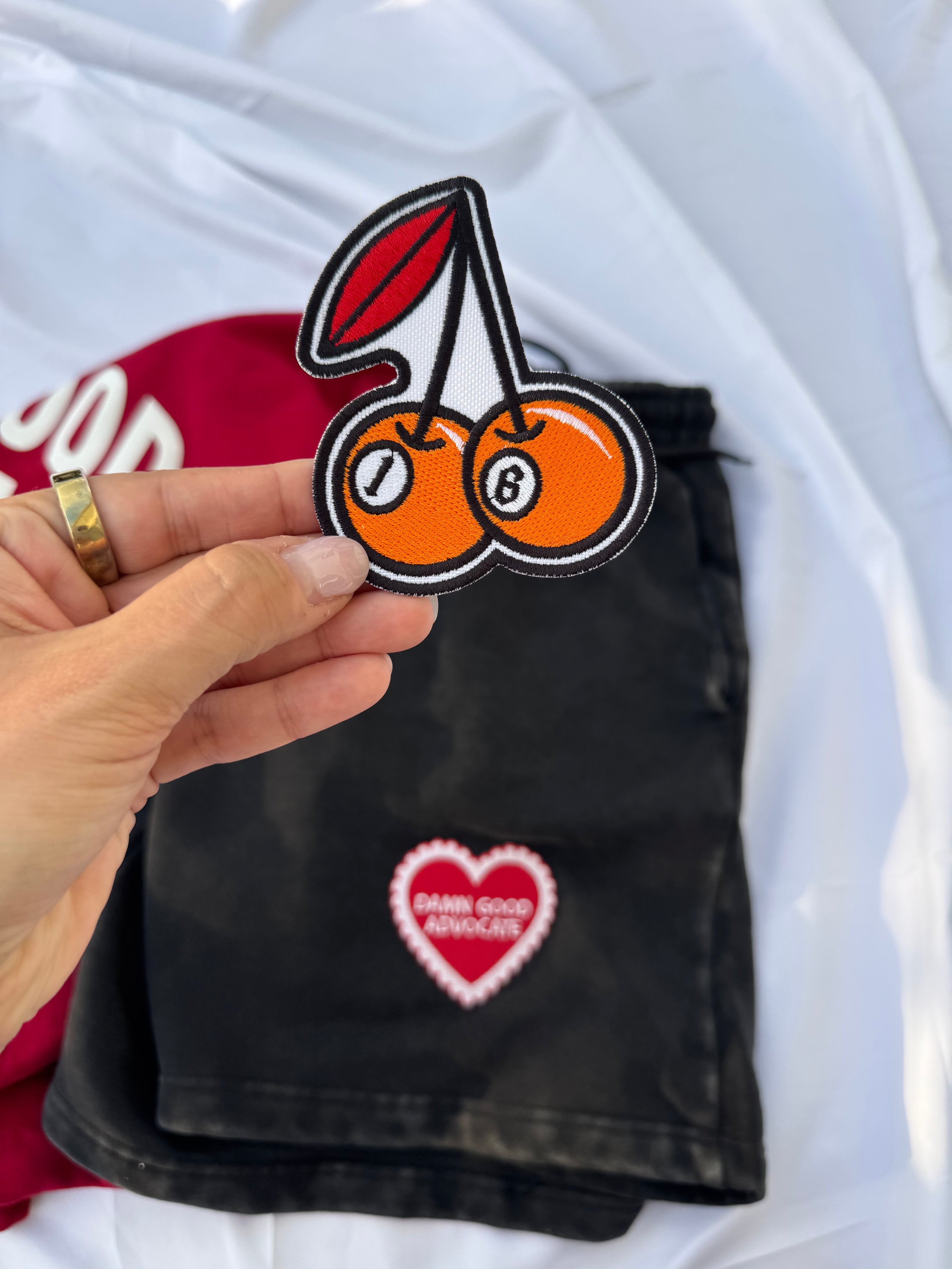 1 in 6 Cherry Iron On Patch