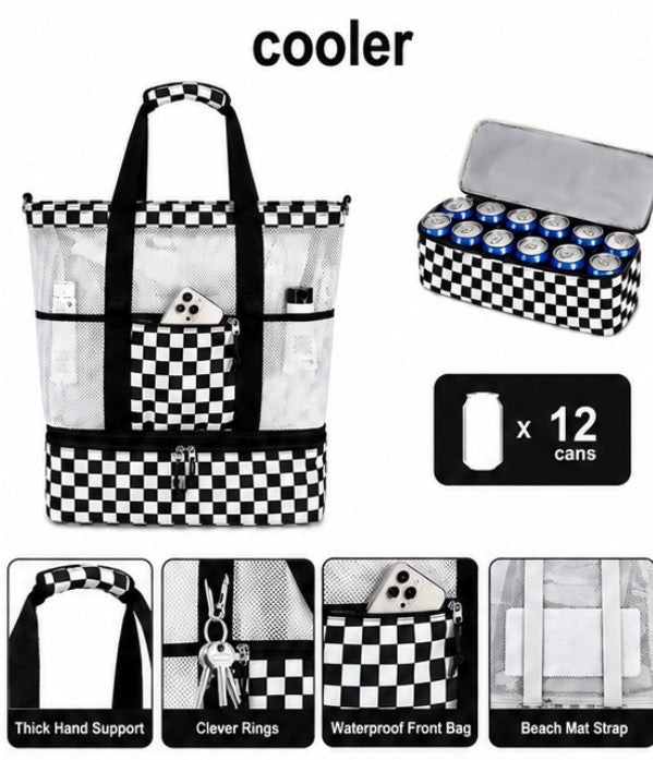 PRE-ORDER Damn Good Advocate™ Checkered Beach Tote with Detachable Cooler