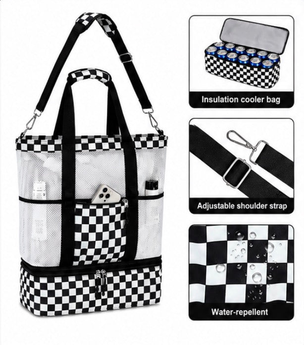 PRE-ORDER Damn Good Advocate™ Checkered Beach Tote with Detachable Cooler
