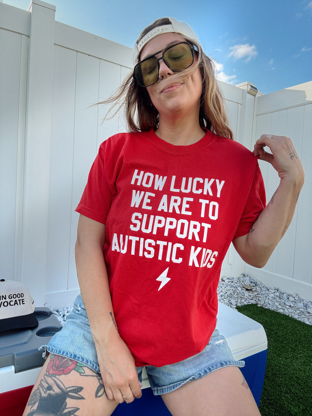 Unisex "How Lucky We Are" Red T-Shirt