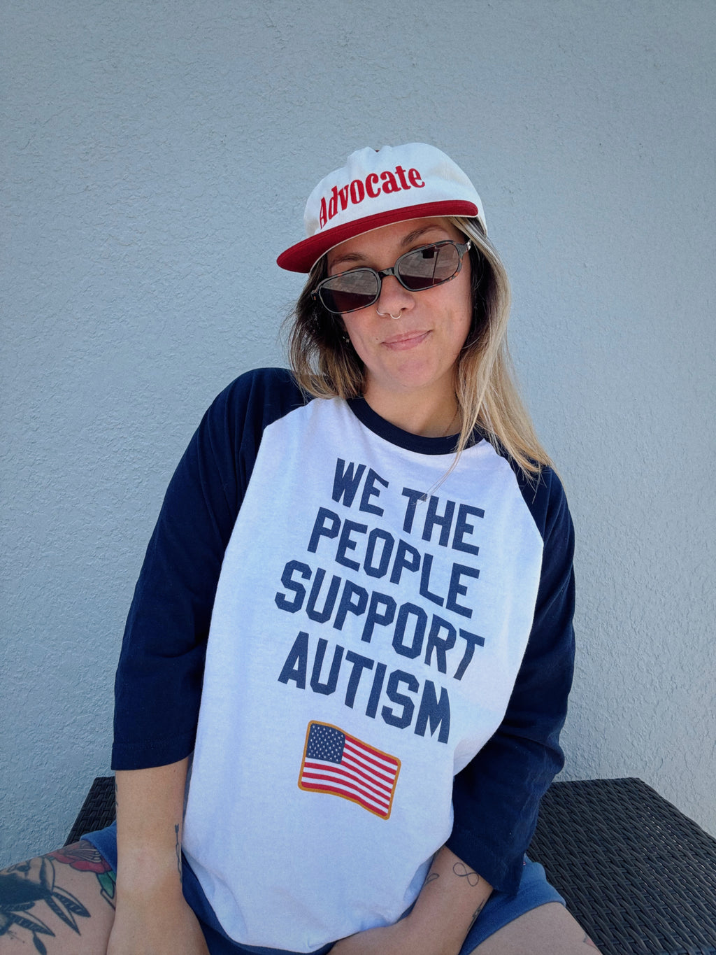 Navy "We The People" 3/4 Sleeve Raglan Unisex Shirt