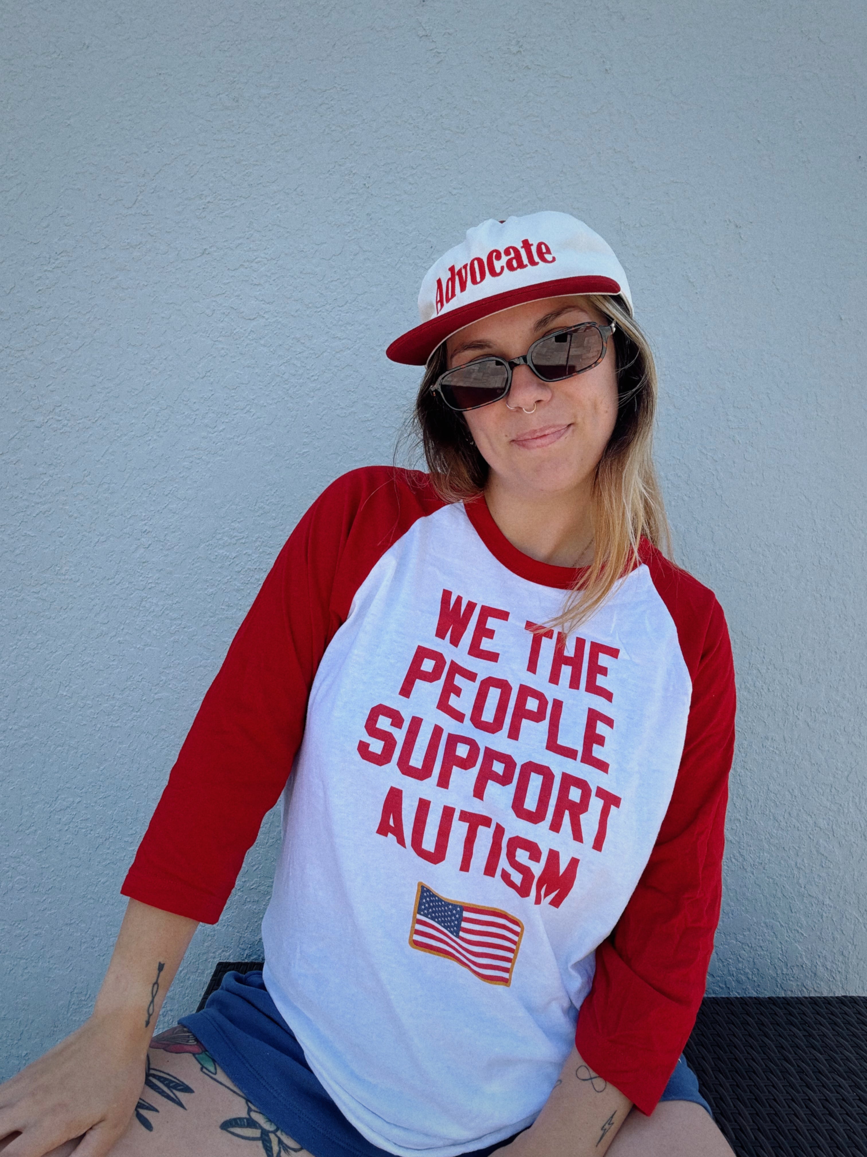 Red "We The People" 3/4 Sleeve Raglan Unisex Shirt