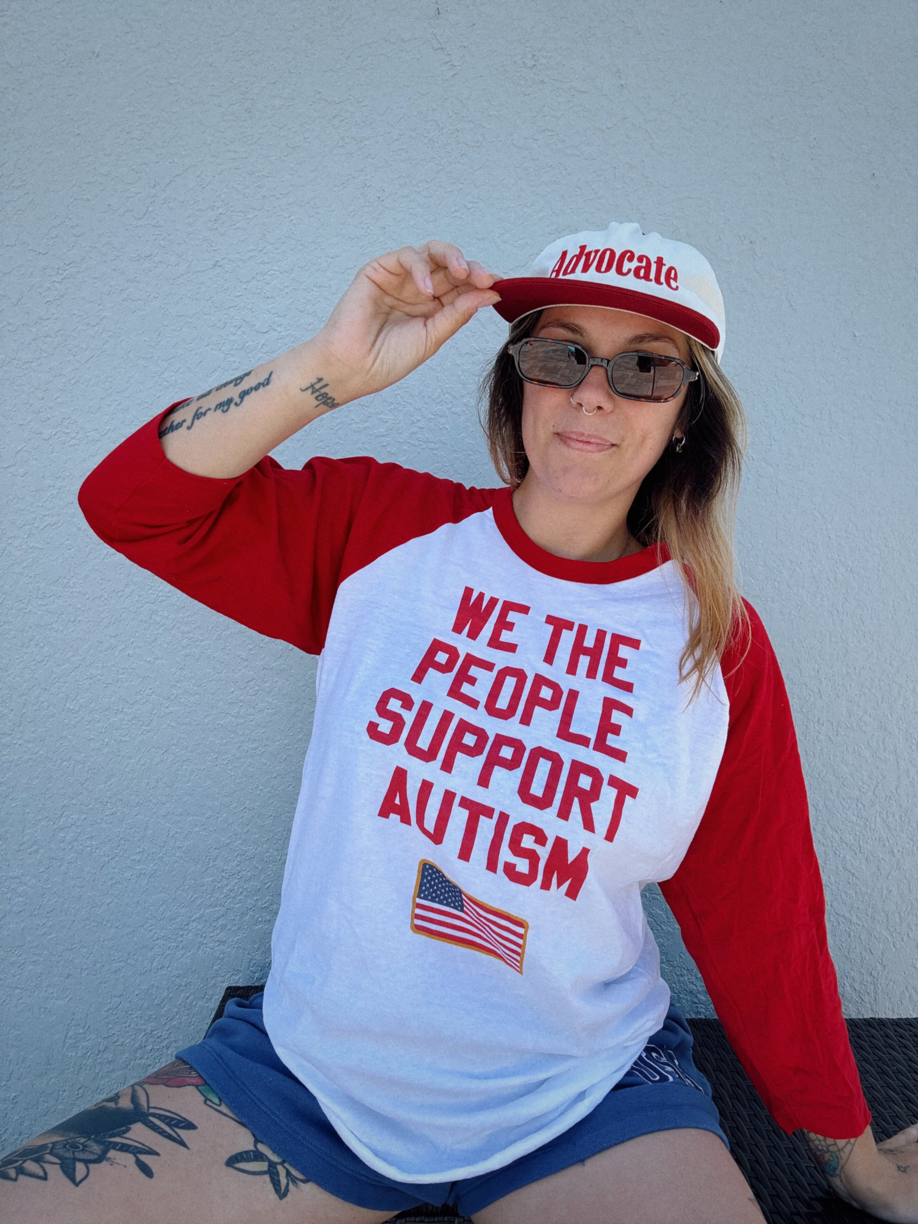 Red "We The People" 3/4 Sleeve Raglan Unisex Shirt