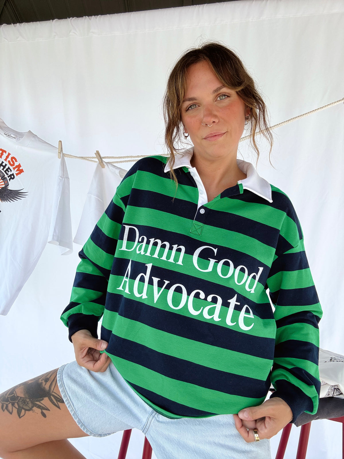 (PREORDER) Damn Good Advocate™ Color Block Stripe Polo Shirt