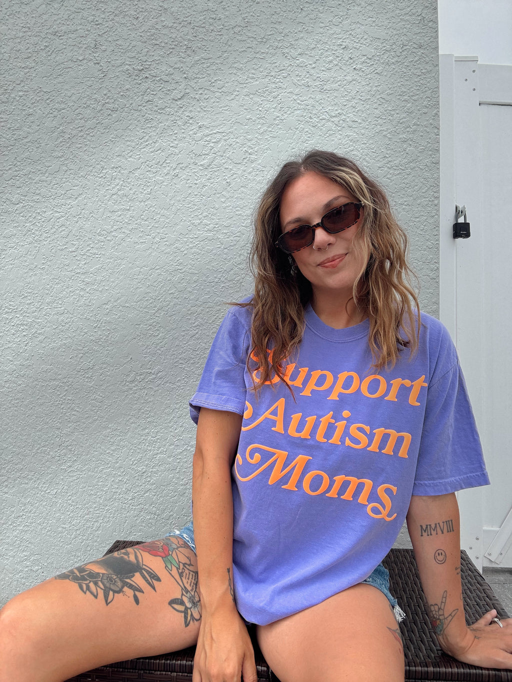 Unisex "Support Autism Moms" Puff Print T-Shirt