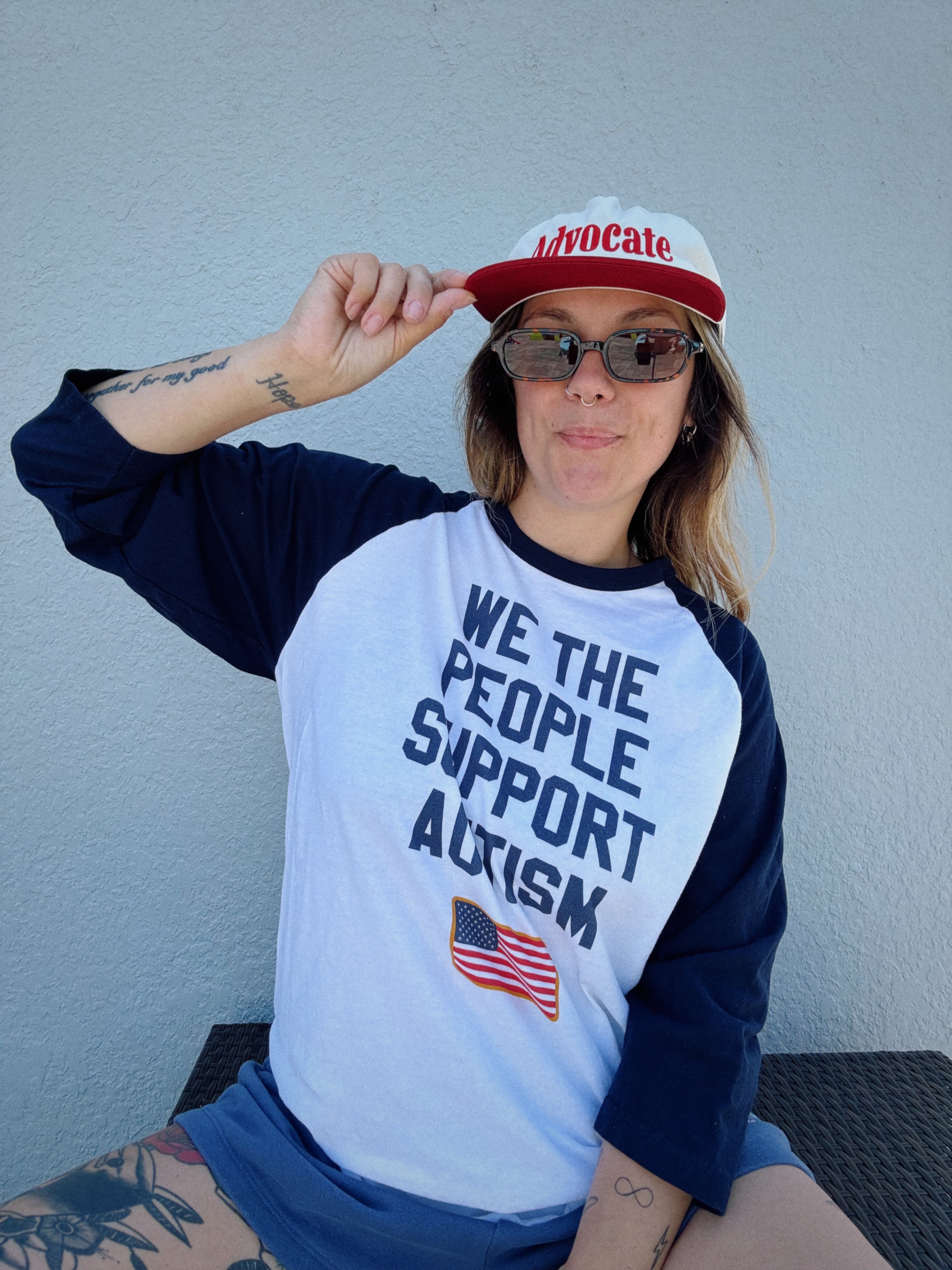 Navy "We The People" 3/4 Sleeve Raglan Unisex Shirt
