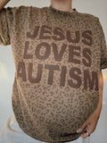 Leopard Print "Jesus Loves Autism" Cotton Collective T-Shirt