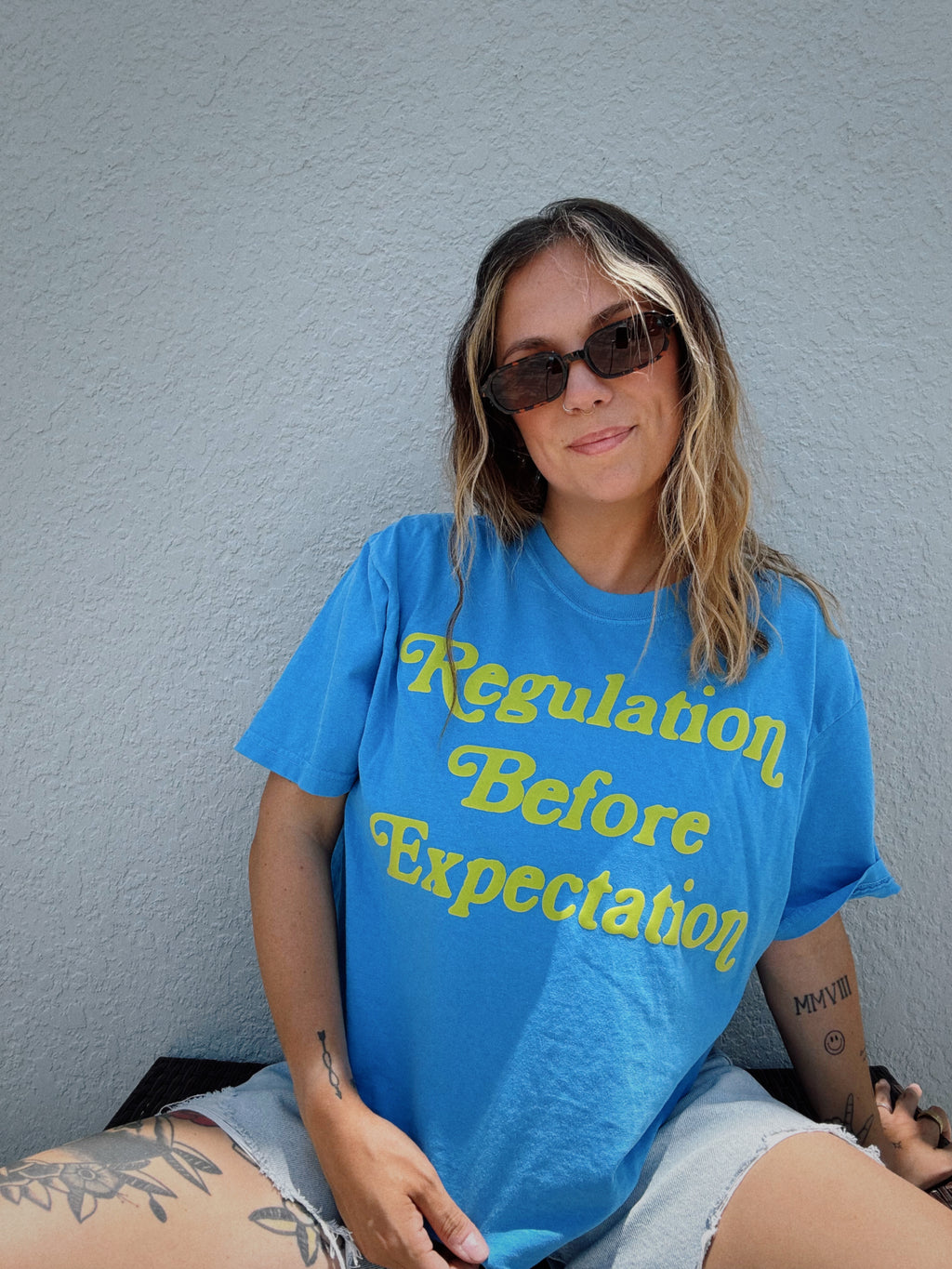 Unisex "Regulation Before Expectation" Puff Print T-Shirt
