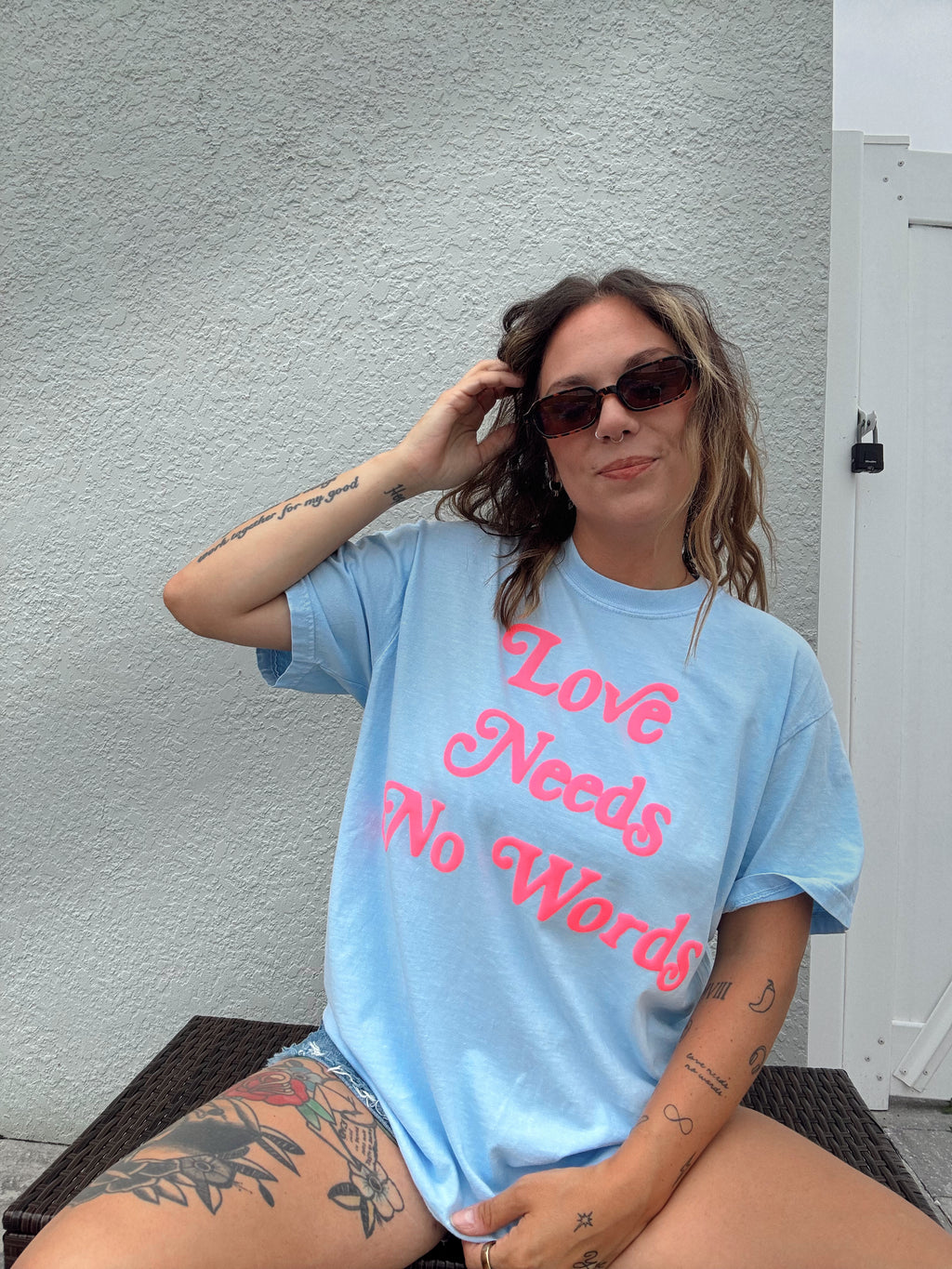 Unisex "Love Needs No Words" Puff Print T-Shirt